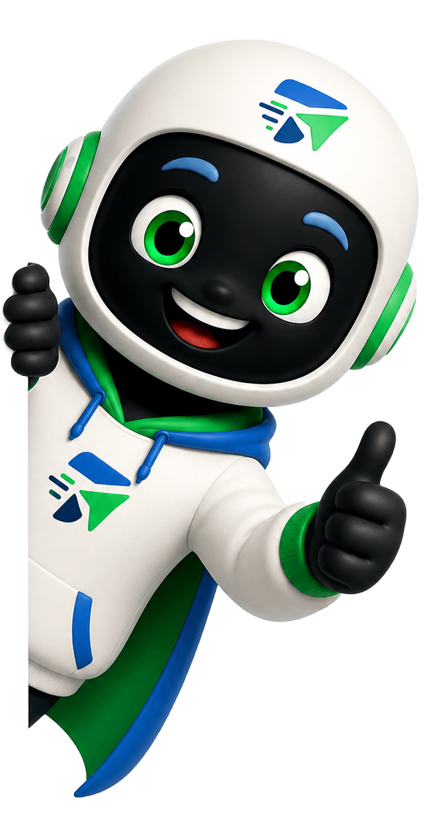TumaSend mascot giving thumbs up