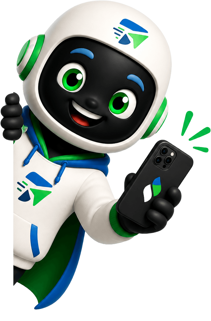 TumaSend mascot with phone
